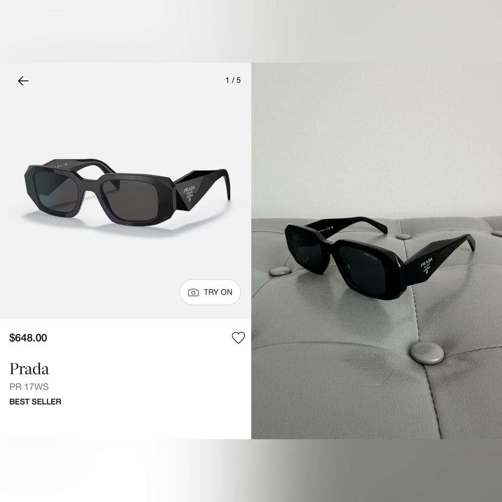 Prada Black Rectangular Retro Sunglasses